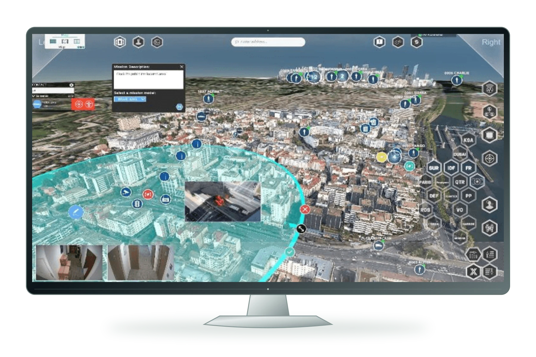Original HelloGeo project map interface on a freestanding screen