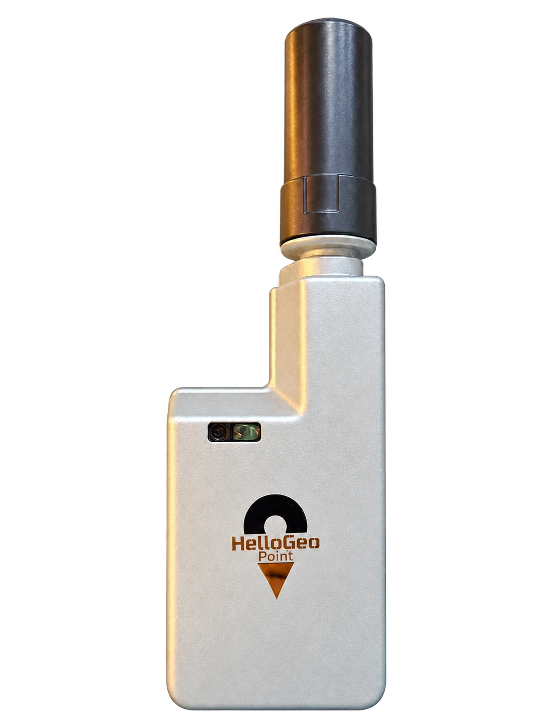 HelloGeo Point receiver and antenna, isolated from its original photograph on a transparent background
