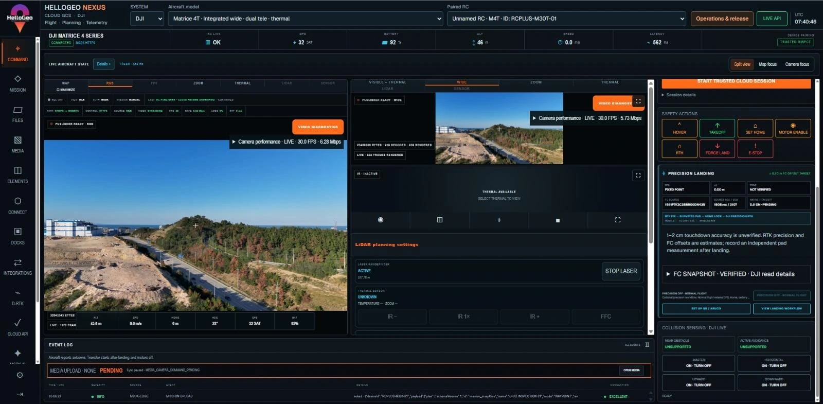 HelloGeo Nexus recorded workspace view