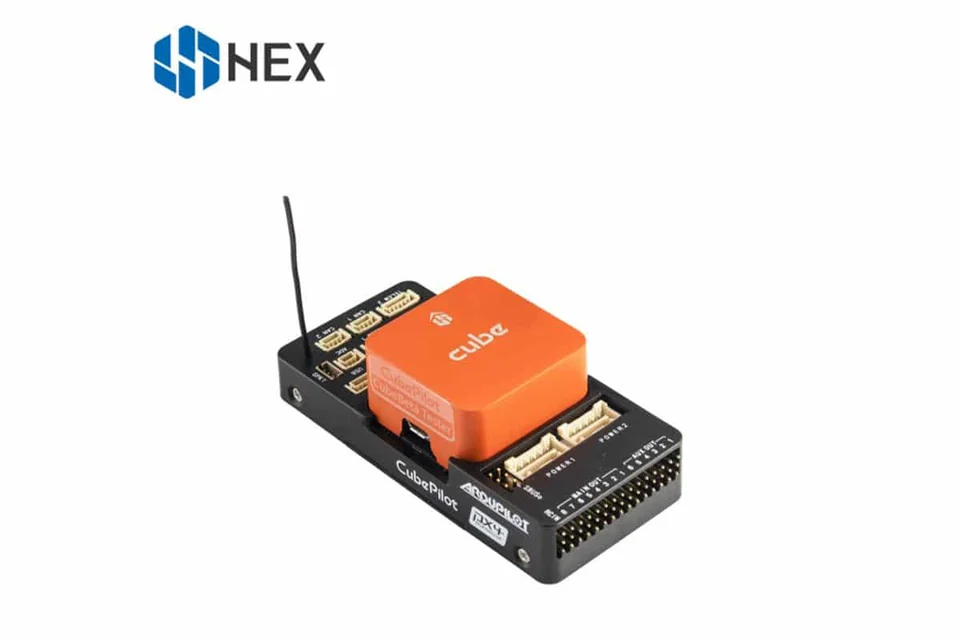 CubePilot Cube Orange flight controller on a standard ADS-B carrier board