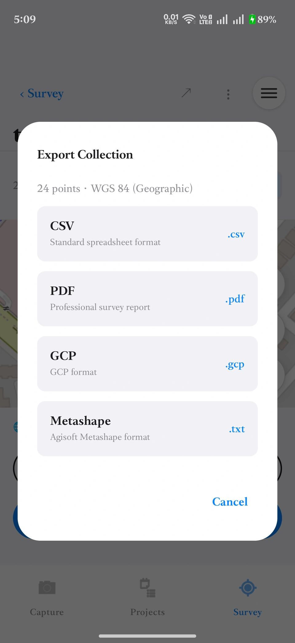 MetaSync reference export choices for CSV, PDF, GCP and Metashape