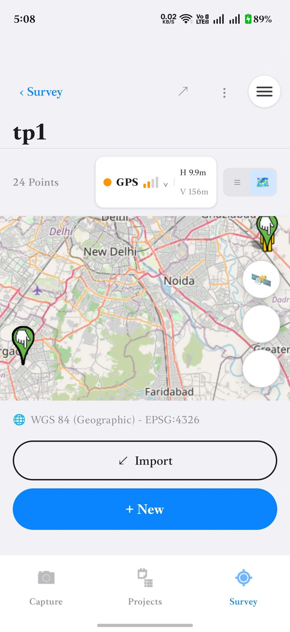 MetaSync reference collection map with saved points and coordinate-system context